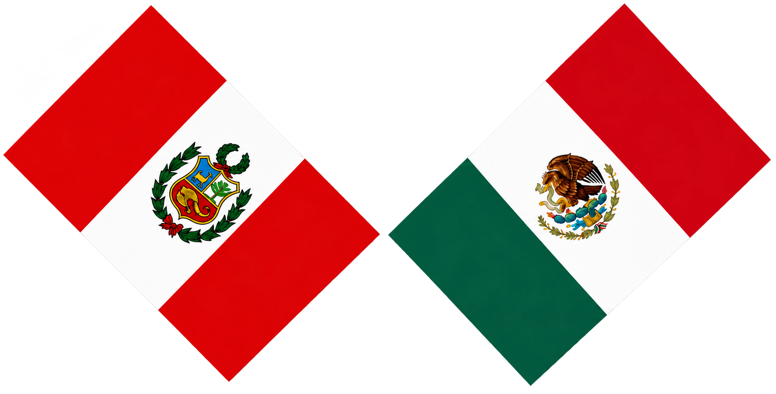 Banderas de Perú y México